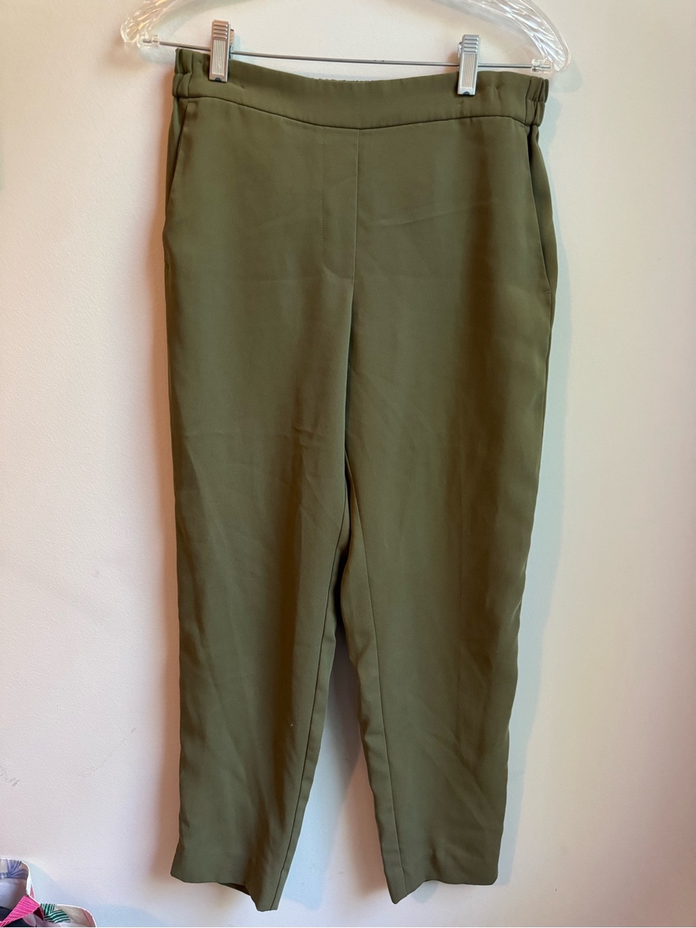 J. Crew Olive Green Cropped Pull-On Tapered Pants Professional Dressy